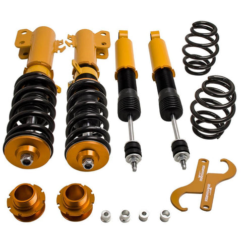 Coilovers Shock Strut Kit compatible for Toyota Yaris 13-14 Coil Over Suspension Adj Height MaxpeedingRods