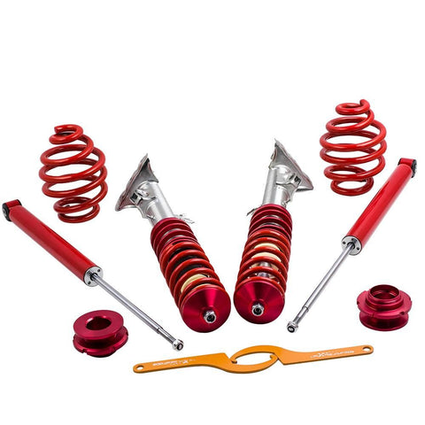 Compatible for BMW 3 Series E36 Coupe Saloon Touring 1992-2000 Red Coilover Suspension Kit MaxpeedingRods