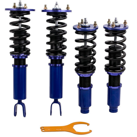 Compatible for Honda Accord 1990-1997 compatible for Acura CL 97-99 Adj. Height Shock Strut Coilovers Blue MaxpeedingRods
