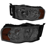 Dodge Ram 2002-2005 1500/2500 Smoked Tint Housing Amber Crystal Headlights DNA MOTORING