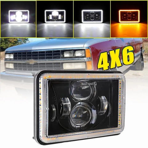 Dot 4X6" Led Headlight High Low Drl For Chevrolet Pickup C10 C20 K10 K20 R10 R20 EB-DRP