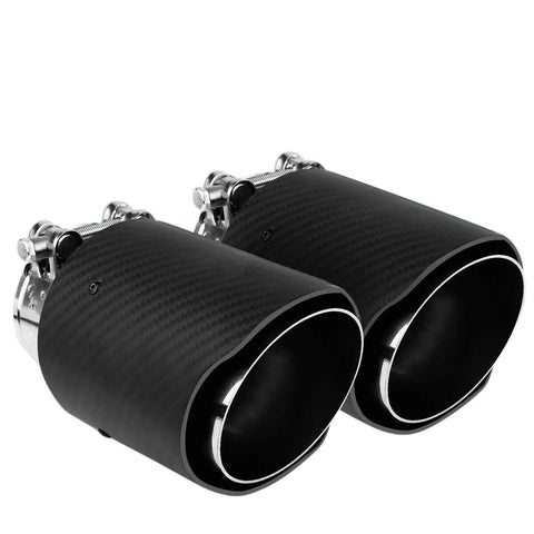 Dual 3.5"Oulet Carbon Fiber Cover Stainless Steel Catback Exhaust Muffler Tip DNA MOTORING