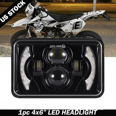 Fit For Honda Xr250 Xr250L Xr650L Xr650R 4X6" Led Headlight Ring Drl Sealed Beam EB-DRP