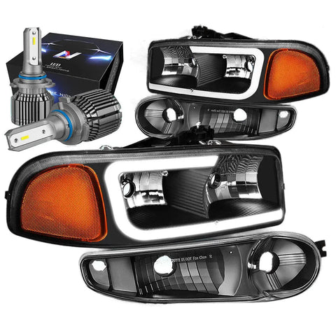 For 00-06 W220 Mercedes Benz S-Class Projector Smoked Side Corner+Fog Headlight DNA MOTORING