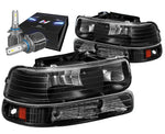 For 03-07 Chevy Silverado Black Headlight+Bumper+Chrome Smoked Led Tail Lamp Set DNA MOTORING