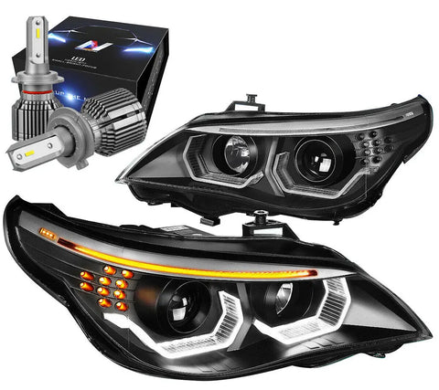For 03-07 Silverado Black Headlight+Clear Bumper+Chrome Smoked Led Tail Lamp Set DNA MOTORING