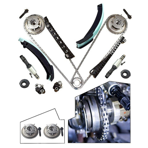 For 04-08 Ford F150 Lincoln 5.4L Triton Timing Chain Kit+Cam Phasers+VVT Valves F1 Racing