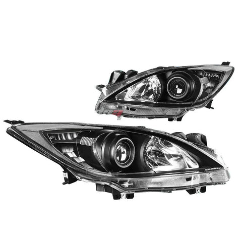 For 10-13 Mazda 3 Black Housing Clear Side Projector Headlight Oe Replacement DNA MOTORING