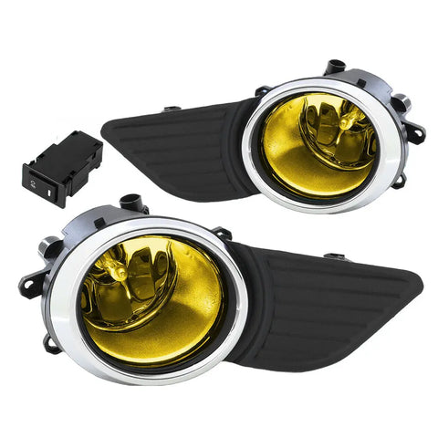 11-17 Sienna Xl30 Oe Replacement Amber Fog Light+Switch+Wiring+Chrome Bezel DNA MOTORING