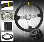 For 1989-1998 Nissan 240Sx S13 S14 Kouki Black Chrome Leather Steering Wheel AJP DIST