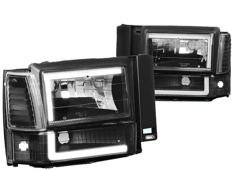 For 1991-1994 Ford Explorer Led Drl Bar Headlight Corner/ Bumper Lamps Black DNA MOTORING