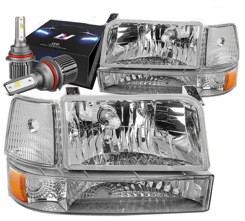 For 1992-1996 Ford F150/250/350/Bronco Headlight+Bumper W/Led Kit+ Fan Chrome Dynamic Performance Tuning