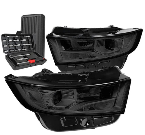 For 1992-1996 Ford F150/250/350/Bronco Headlight+Bumper W/Led Kit+ Fan Smoked DNA MOTORING