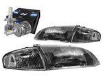 For 1994-2001 Ram 1500 2500 3500 Led Tinted/Amber Headlight W/Led Kit+Cool Fan DNA MOTORING