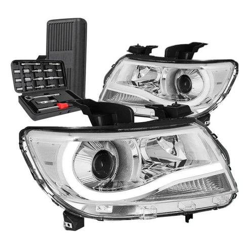 For 1995-2000 Chrysler Cirrus Headlight Head Lamp W/Led Kit Slim Style Black DNA MOTORING