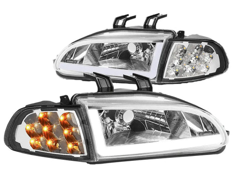 For 1998-1999 Mazda 626 Oe Style Headlight Lamps W/Led Kit+Cool Fan Black/Clear DNA MOTORING