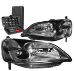 For 1998-2002 Honda Accord 2Dr/4Dr Headlight Lamps W/Led Kit+Cool Fan Smoked DNA MOTORING