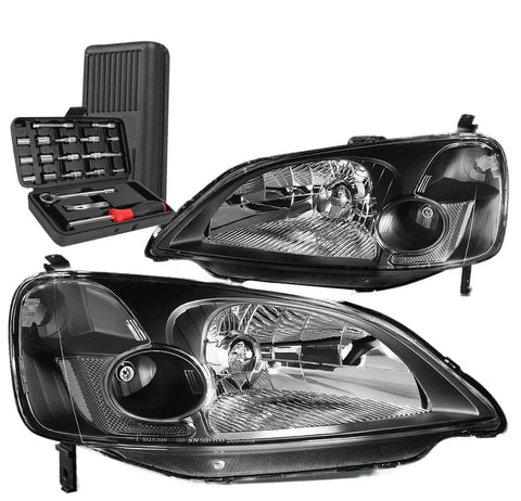 For 1998-2002 Honda Accord 2Dr/4Dr Headlight Lamps W/Led Kit+Cool Fan Smoked DNA MOTORING