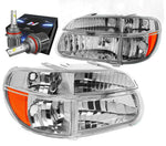 For 1998-2002 Honda Accord Led Drl Black Housing Amber Signal Headlights+Tools DNA MOTORING