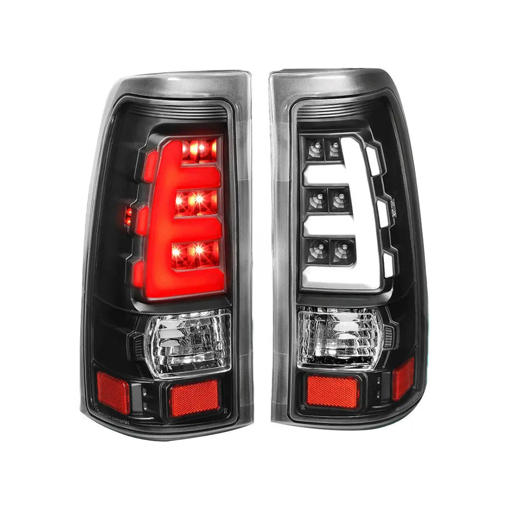 Automotive Tail Light Assemblies Black LED Tube Tail Lights For 1999-2002 Chevy Silverado 1500 / GMC Sierra - Clear Lens, Smoked Look 2006 Silverado Clear Tail Lights - Foto 6