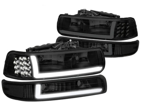 For 1999-2002 Silverrado/-2006 Suburban Led Drl Smoked Headlight Bumper Lamps Dynamic Performance Tuning