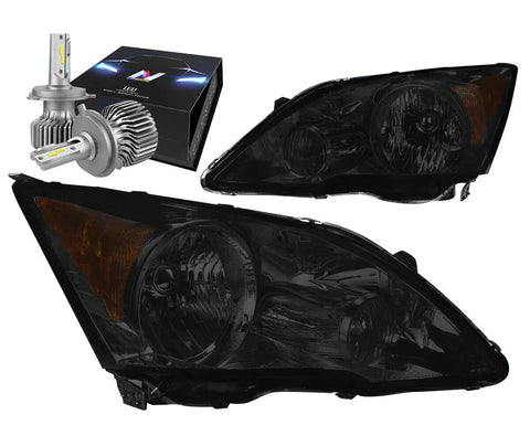 For 1999-2007 Gmc Sierra Yukon Led Drl Smoked/Amber Headlight W/Led Kit+Cool Fan DNA MOTORING
