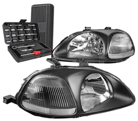 For 1999-2007 Gmc Sierra Yukon Led Drl Turn Signal Headlight Bumper Lamps Black DNA MOTORING