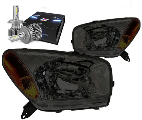 For 2001-2003 Toyota Rav4 Xa20 Headlight Head Lamp W/Led Kit Slim Style Smoked Dynamic Performance Tuning