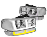 For 2001-2007 Gmc Sierra/Yukon Xl Denali Headlight W/Led Slim Style Smoked/Amber DNA MOTORING