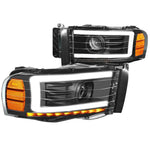 For 2002-2005 Ram Led Drl Sequential Turn Signal Projector Headlight Black/Amber DNA MOTORING
