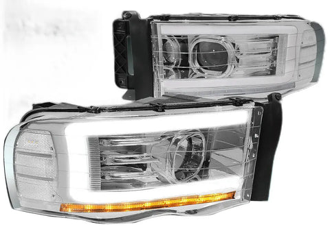 For 2002-2005 Ram Led Sequential Turn Signal Projector Headlight Chrome/Clear Dynamic Performance Tuning