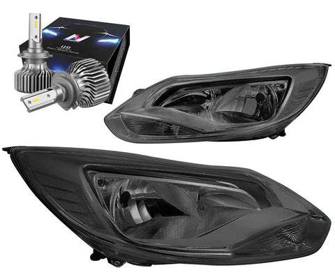For 2002-2009 Chevy Trailblazer Headlight W/Led Hid Kit+Cooling Fan Black/Amber DNA MOTORING