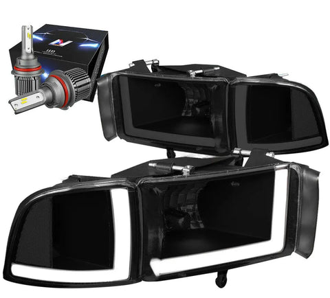 For 2002-2009 Chevy Trailblazer Headlight W/Led Hid Kit+Cooling Fan Smoked/Amber DNA MOTORING