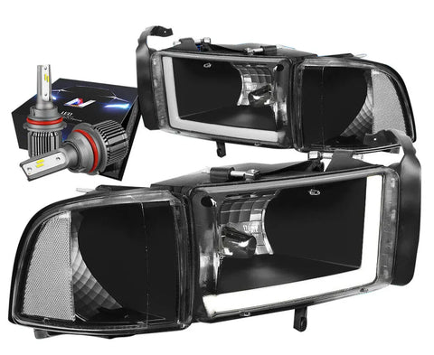 For 2003-2006 Avalanche Led Drl Black/Amber Projector W/Led Kit Slim Style Black DNA MOTORING
