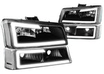 For 2003-2007 Chevy Silverado Avalanche Led Drl Bumper Headlight Black Clear DNA MOTORING