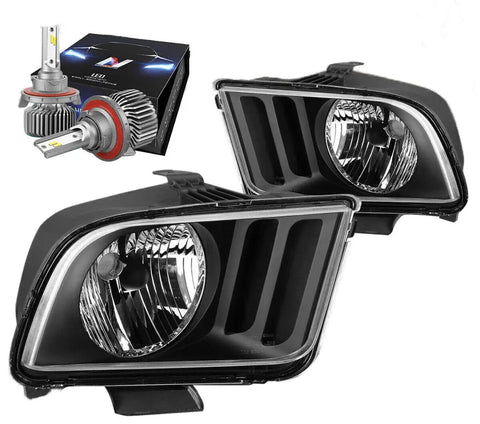 For 2003-2008 Toyota Corolla E120 Headlights W/Led Kit Slim Style Black/Amber DNA MOTORING