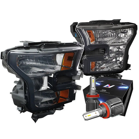 For 2004-2005 Honda Civic Sedan Replacement Headlights W/Led Kit+Cool Fan Smoked DNA MOTORING