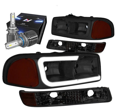 For 2004-2008 Ford F150 Drl Projector Headlight Lamp W/Led Kit Slim Style Chrome DNA MOTORING