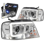 For 2004-2008 Ford F150 Led Drl Projector Headlight Lamp W/Led + Cool Fan Chrome DNA MOTORING