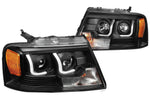 For 2004-2008 Ford F150 Lincoln Mark Lt Led Drl Projector Headlight Black Amber DNA MOTORING