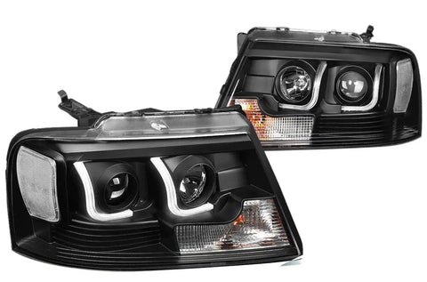 For 2004-2008 Ford F150 Lincoln Mark Lt Led Drl Projector Headlight Black Clear DNA MOTORING