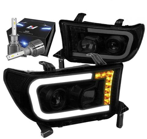 For 2004-2008 Ford F150 Lincoln Mark Lt Led Drl Projector Headlight Smoked Amber DNA MOTORING
