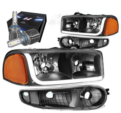 For 2004-2008 Ford F150/Mark Lt Crystal Headlight Lamps W/Led Slim Style Black DNA MOTORING
