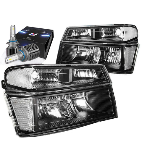 For 2004-2012 Chevy Colorado/Gmc Canyon Headlight Lamp W/Led Kit+Cool Fan Black Dynamic Performance Tuning