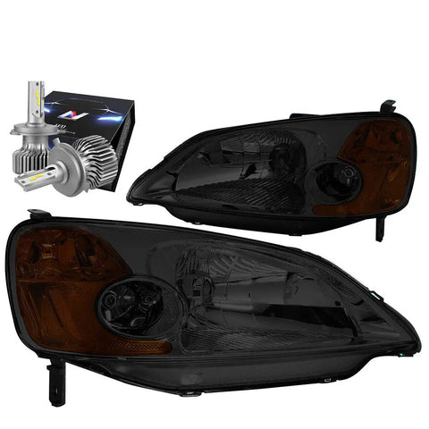 For 2006-2010 Dodge Charger Lx Turn Corner Headlight W/Led Kit+Cool Fan Smoked DNA MOTORING