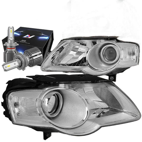 For 2006-2010 Vw Passat Projector Headlight Lamps W/Led Kit+Cooling Fan Chrome Dynamic Performance Tuning