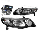 For 2006-2011 Honda Civic Sedan Headlight Lamps W/Led Kit Slim Style Black/Clear DNA MOTORING