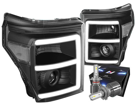 For 2006-2016 Impala/Monte Carlo Side Turn Headlights W/Led Kit+Cool Fan Black DNA MOTORING