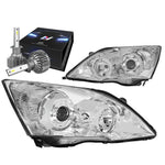 For 2007-2011 Honda Crv Chrome Clear Projector Headlight W/Led Kit Slim Style DNA MOTORING