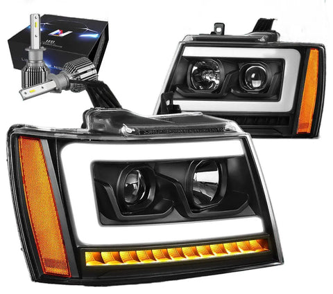 For 2007-2013 Avalanche Led Drl Projector Headlight W/Led Kit+Cool Fan Black Dynamic Performance Tuning